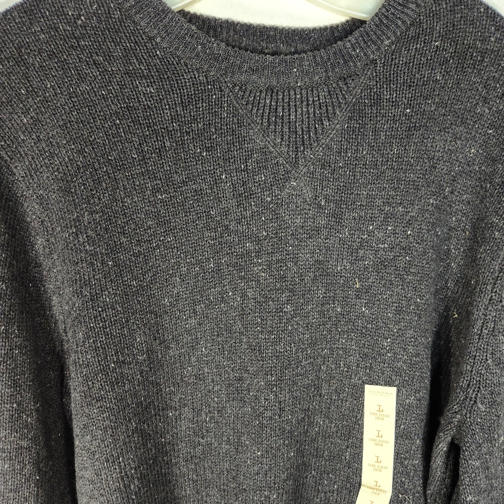 Sonoma NWT Charcoal Color Crew Neck Long Sleeve Sweater Size Large - Picture 2 of 12